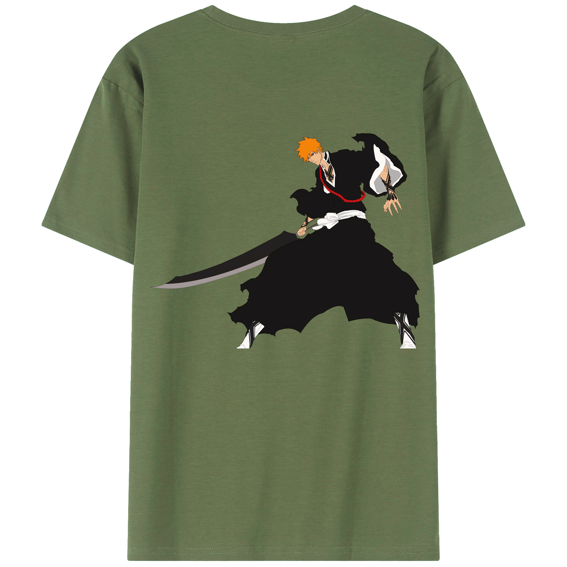 （画像用） ブリーチ 黒崎一護（くろさき いちご）BLEACH Kurosaki Ichigo 綿100％ メンズ半袖Tシャツ（バックプリント） 通気性
